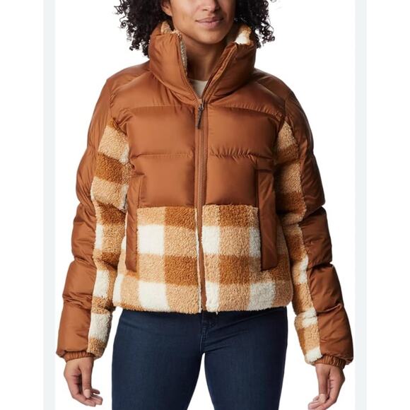 Columbia Leadbetter Point Sherpa Brown Padded Puffer Jacket Womens Size Medium - Picture 1 of 6